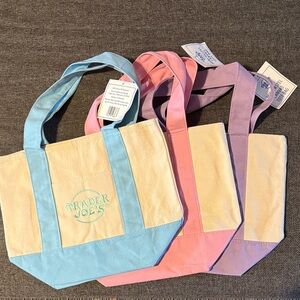 Trader Joe's Colorful Canvas Tote Bag Trio
